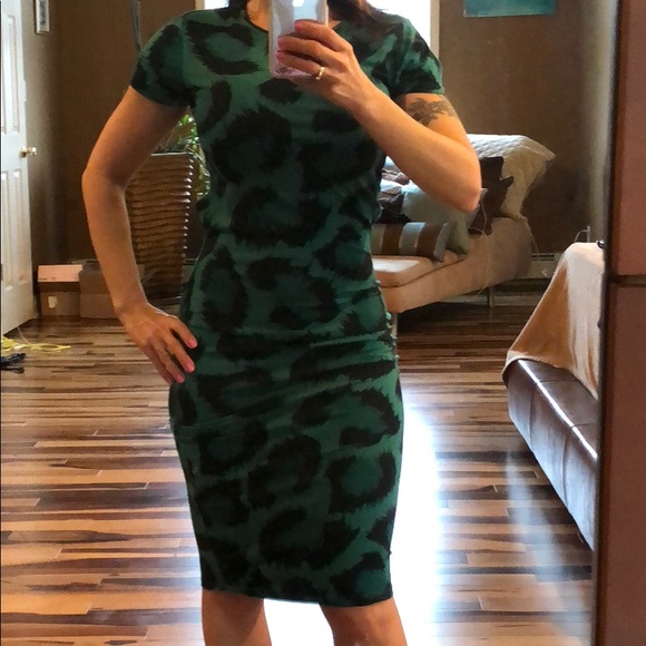 topshop green leopard dress